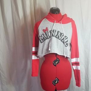 Disney Minnie Mouse Cropped Hoodie Spellout size medium